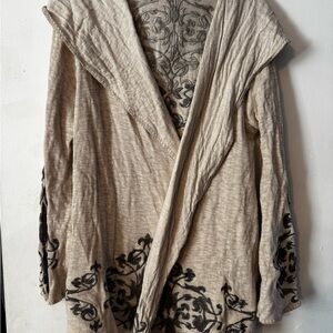 Democracy Beige and Black Patterned Cardigan